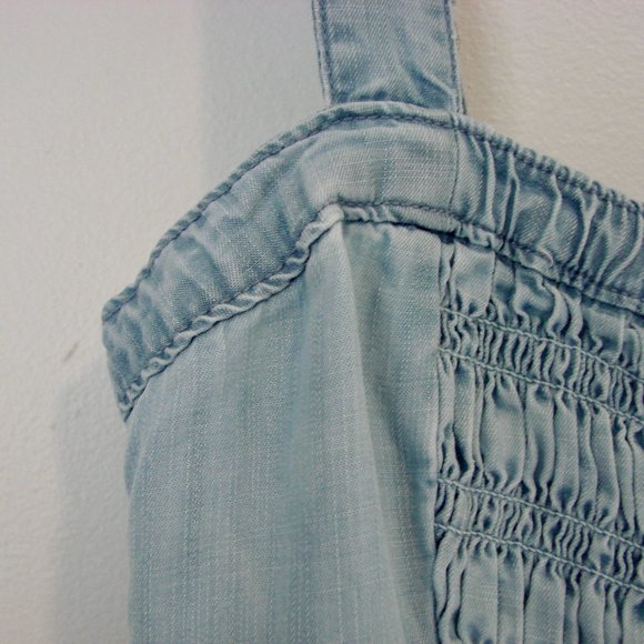 Ambercrombie & Fitch Shorts Romper Smock Top Ruched Blue Chambray Boho Small - Picture 5 of 14